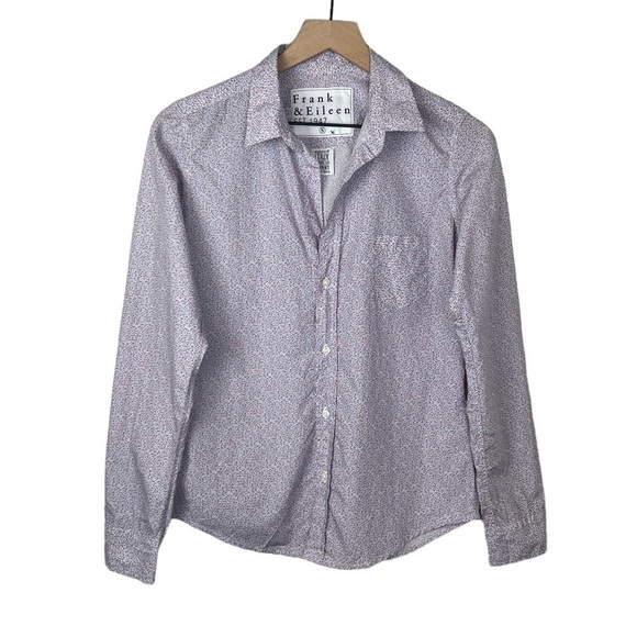 Frank & Eileen Barry Floral Print Long Sleeve Button Front Short - Picture 1 of 6